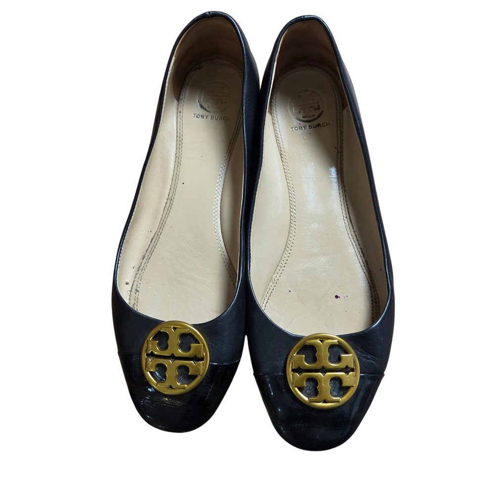 Tory Burch Chelsea Cap Toe Ballet Flats Shoes 8.5 M Leather Minimalist Chic